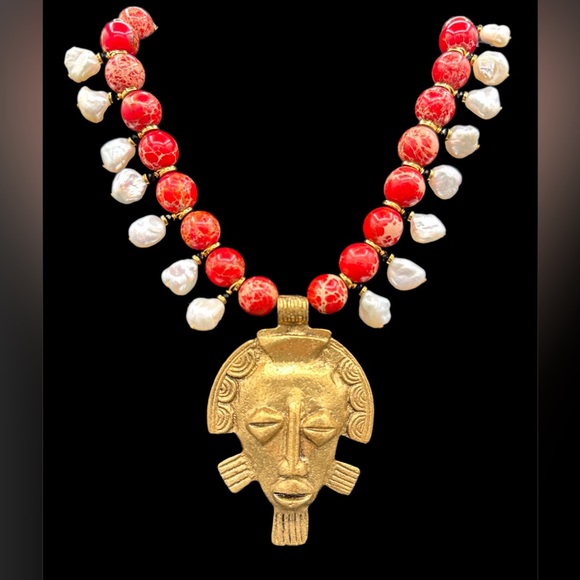 Lady Warrior Mask Statement Necklace